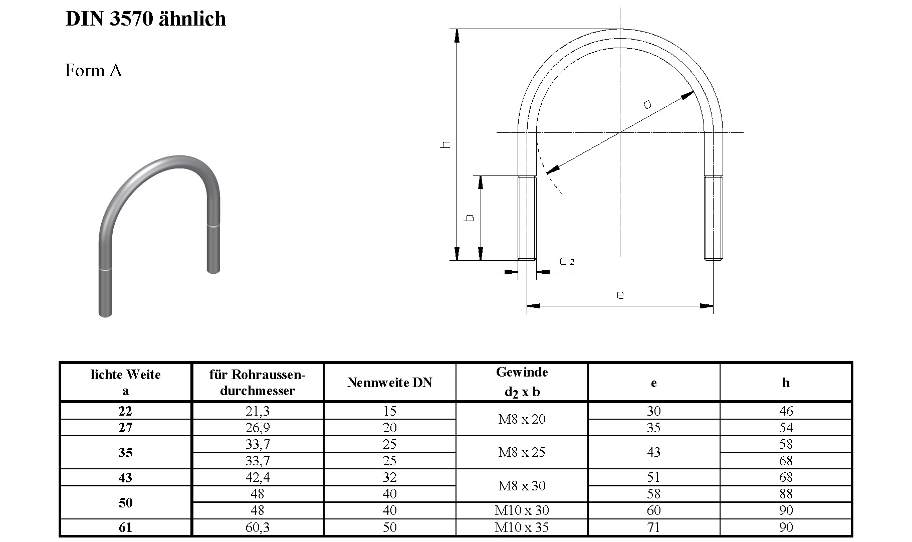 Rundstahlbügel ähnlich DIN 3570 - technische Daten