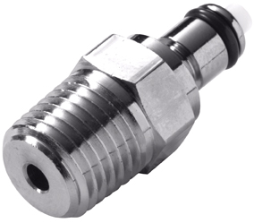 MCD2404 - CPC Metall Stecker 1/4" NPT Außengewinde, mit Abspereventil, Buna-N Dichtung