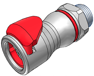 LQ6D30008RED - LQ6 Kupplung mit 1/2" SAE-Gewinde, mit Absperrventil, EPDM-Dichtung, Rot