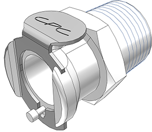 PLC10006BSPT - CPC Kupplung 3/8" BSPT Außengewinde, ohne Absperrventil - CAD