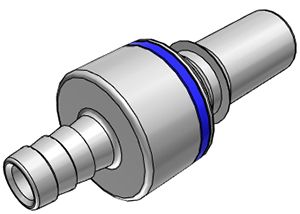 LQ6D22006BLU - LQ6 Schlauchtülle mit 9,5 mm Schlauchanschluss, Absperrventil, EPDM, Blau