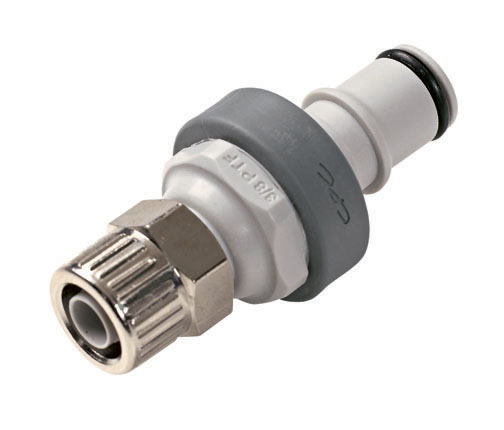 NS4D20006 - NS4 CPC Stecker 9,5 mm AD / 6,4 mm ID Klemmringverschraubung, mit Absperrventil, EPDM-Dichtung