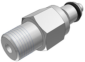 MCD2402BSPTV - Stecker 1/8" BSPT Außengewinde, mit Absperrventil, VITON