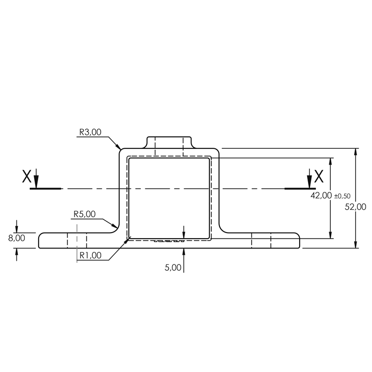 Rohrverbinder Ösenteil mit Doppellasche, quadratisch | 25x25 oder 40x40 - Typ 56s