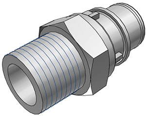 HFCD24812 - Schlauchstecker mit 1/2" NPT Außengewinde und Absperrventil, EPDM-Dichtung