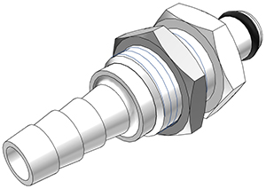 PMC4204 - Stecker 6,4 mm Schlauchanschluss, Plattenmontage, ohne Absperrventil, Buna-N Dichtung