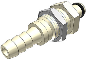 PMC420412 - CPC Stecker 6,4 mm Schlauchanschluss, Plattenmontage, ohne Absperrventil, EPDM-Dichtung