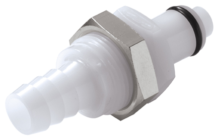 PLCD42006 - CPC Stecker 9,5 mm Schlauchanschluss, Plattenmontage, mit Absperrventil, Buna-N Dichtung