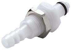 PMCD4204 - CPC Kupplung Stecker 6,4 mm Schlauchanschluss, Plattenmontage, mit Absperrventil, Buna-N Dichtung