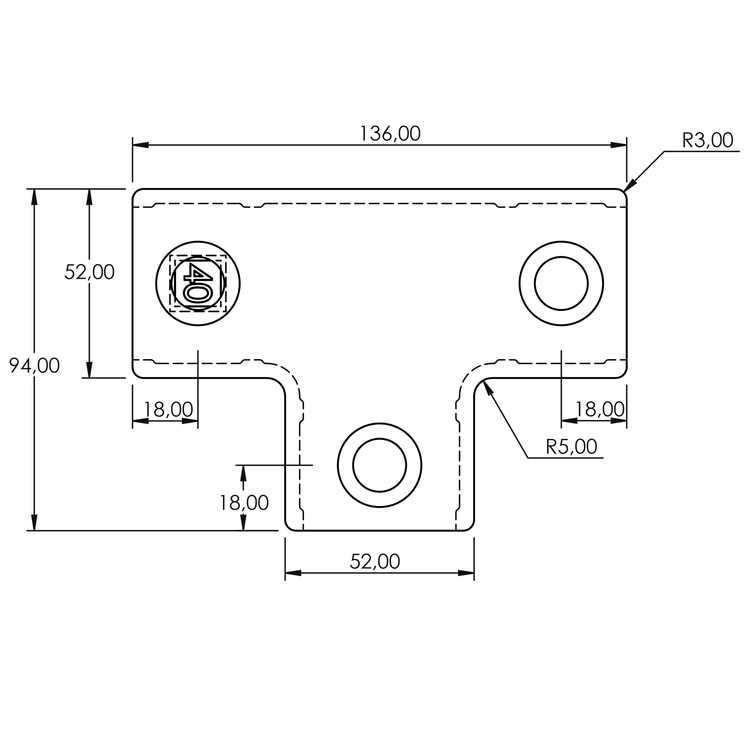 Rohrverbinder T-Stück lang, quadratisch | 25x25 oder 40x40 - Typ 4S