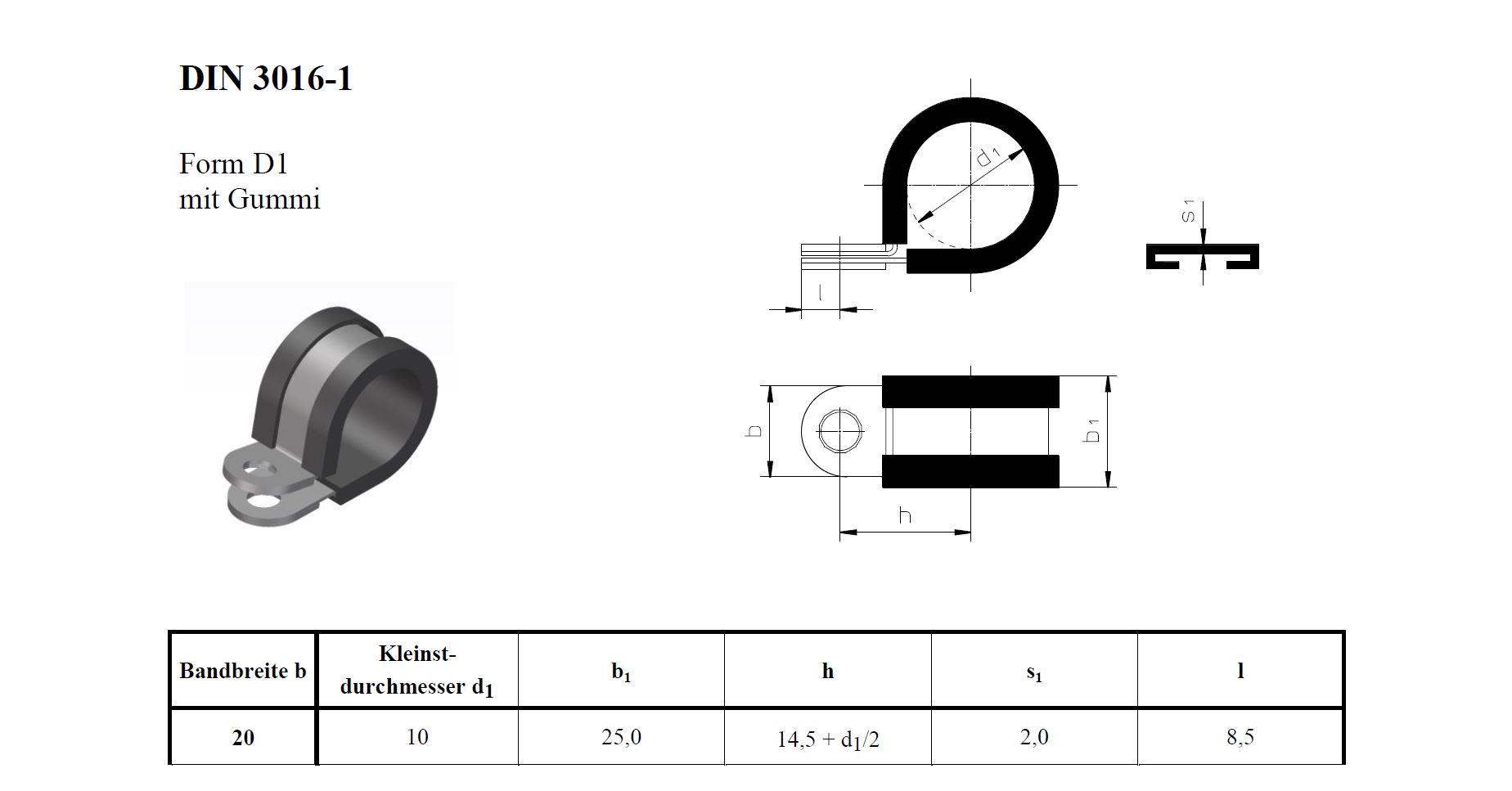 Rohrschelle RSGU 20 mm | DIN 3016  D1