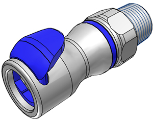 LQ4D10006BLU - Schnellverschlusskupplung 3/8" NPT Außengewinde, mit Absperrventil, EPDM-Dichtung, Blau