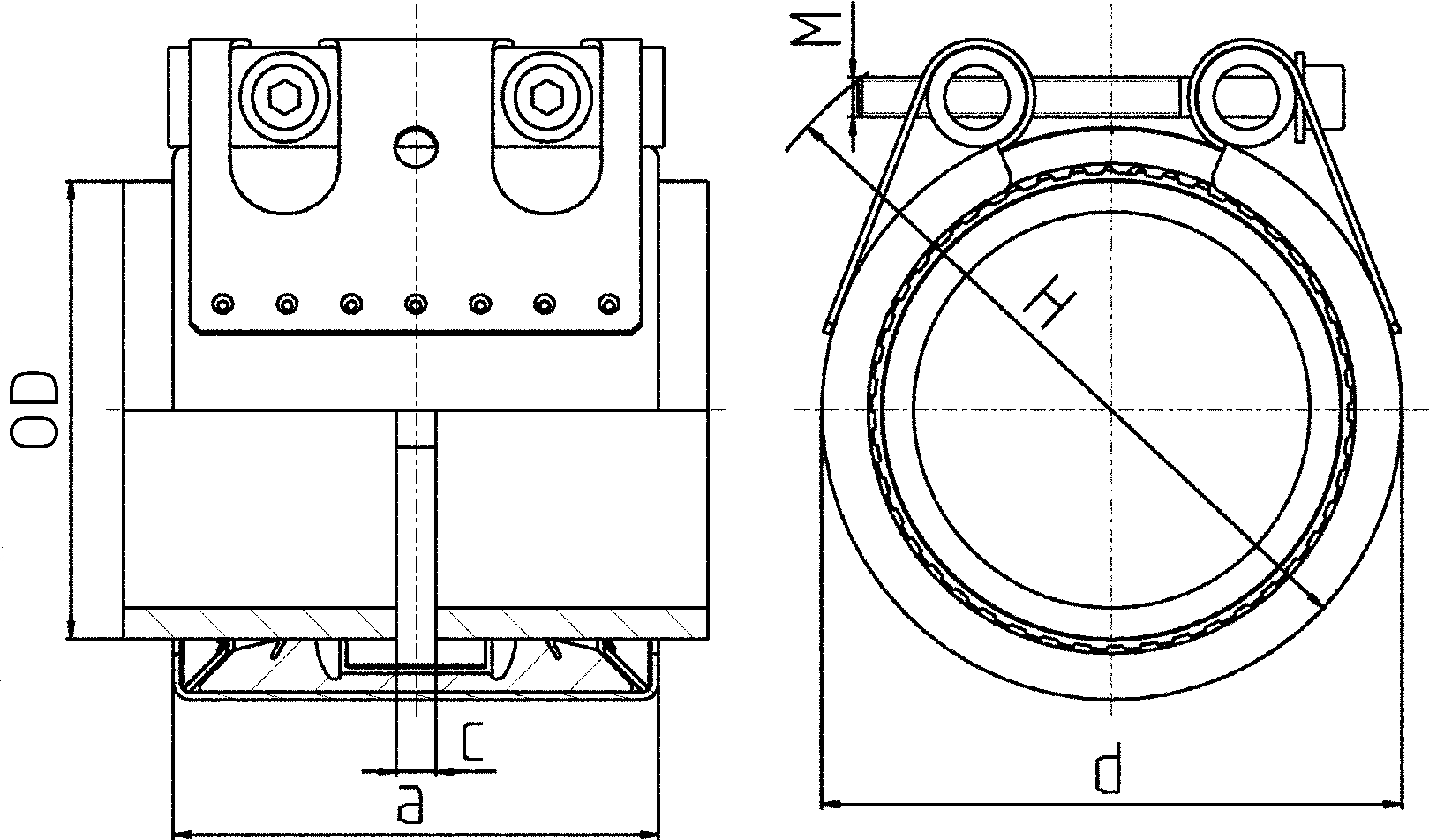 NORMACONNECT® GRIP E Rohrkupplung - technische Zeichnung