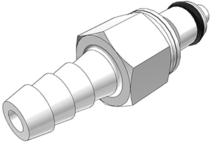 PMCD2204 - Stecker 6,4 mm Schlauchanschluss, mit Absperrventil, Buna-N Dichtung