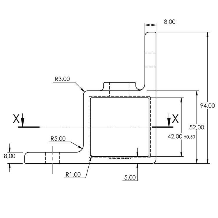 Rohrverbinder Ösenteil 90° mit Doppellasche, quadratisch | 25x25 oder 40x40 - Typ 57S