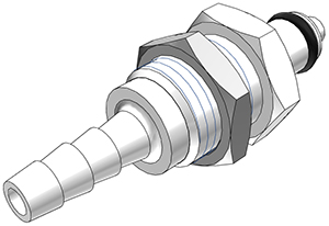 PMCD4203 - CPC Stecker 4,8 mm Schlauchanschluss, Plattenmontage, mit Absperrventil, Buna-N Dichtung